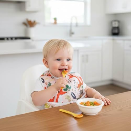 PandaEar 5 Pack Baby Bibs for Boys & Girls, Waterproof Adjustable Mealtime Bibs - Image 4