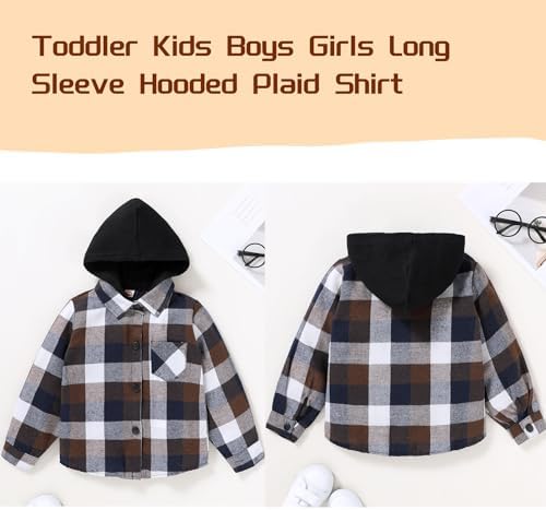 YOUNGER STAR Toddler Kids Boys Girls Flannel Hooded Plaid Shirt Button Baby Red - Image 3