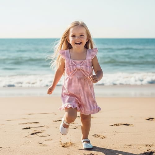 Little Girl Romper Toddler Overalls Summer Bow Jumpsuit Boho Outfit 6M-5T - Image 5