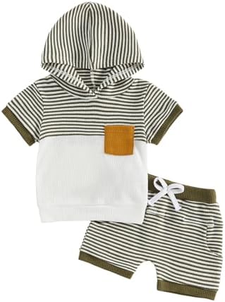 Toddler Baby Boy Hooded Dinosaur Summer Outfit Funny T-Shirt Shorts Set by LIOMENGZI