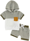 Toddler Baby Boy Hooded Dinosaur Summer Outfit Funny T-Shirt Shorts Set by LIOMENGZI