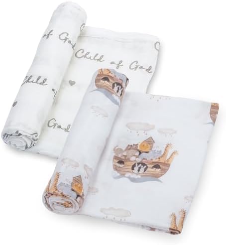 LollyBanks Muslin Swaddle Blankets 2PACK, 100% Cotton Baby Blanket 47 x 47 by LollyBanks
