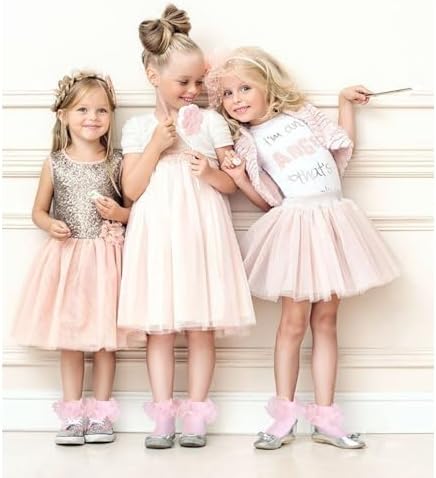 Girls Ruffle Socks Double Lace Turn Cuff Frilly Church Dress Socks - Image 5