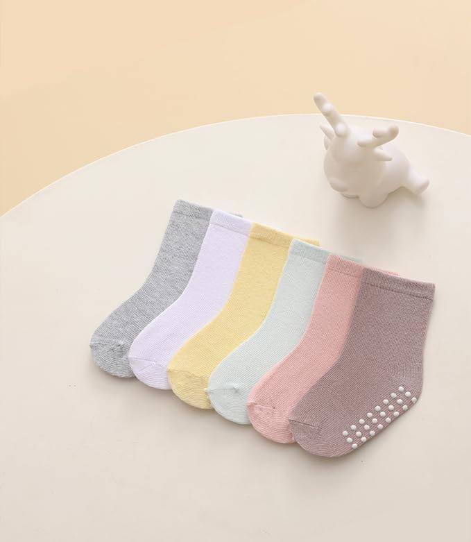 Baby Toddlers Crew Socks with Non-Slip Grip 12 Pack Cotton Stretch Socks | Soft - Image 6