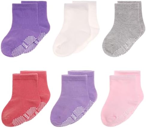 Toddler Non Slip Grips Socks Kids Anti Skid Baby Boys Girls Cotton Crew Socks by AMENLAN
