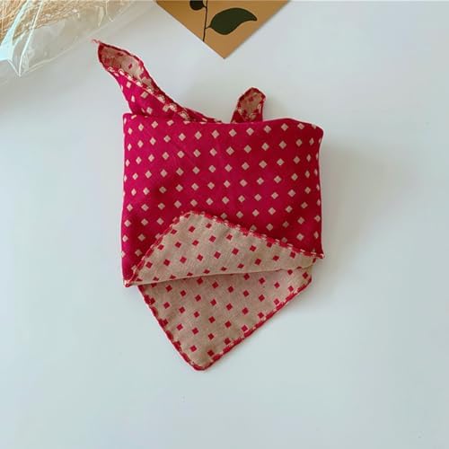 Double Layers Two Tones Dog Cotton Bandana Bibs Scarf DCB07 R&B - Image 4