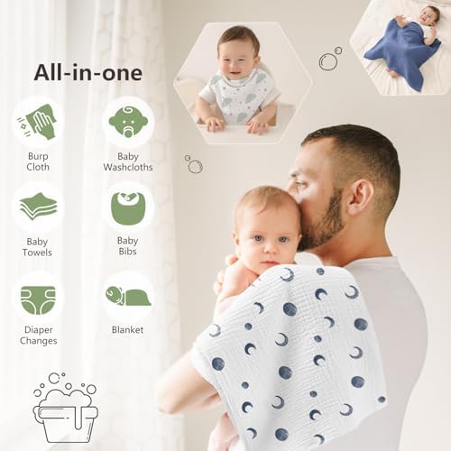 Susurration Muslin Burp Cloths 24x24 Inches Ultra Soft 100% Cotton | 4 Pack - Image 3