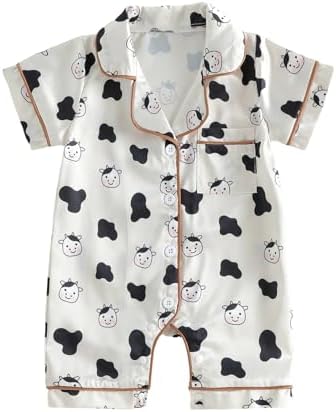Kuriozud Baby Girl Boy Romper Pajamas Onesie Short Sleeve Button Down Pjs by Kuriozud