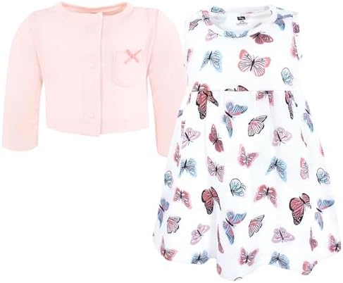Hudson Baby Infant and Toddler Girls Cotton Dress and Cardigan Set - Image 3