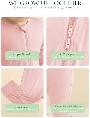 Jimonda Baby Romper Boys Girls Bamboo Pajamas 2-Way Zipper Footless Unisex Long - Image 3