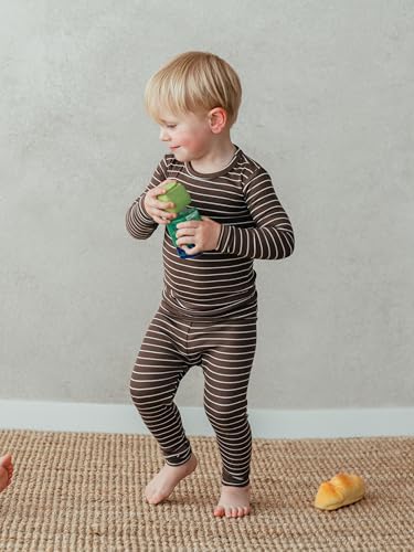 AVAUMA Stripe Pattern Baby Boys Girls Pajama Set Kids Toddler Snug fit Ribbed - Image 3