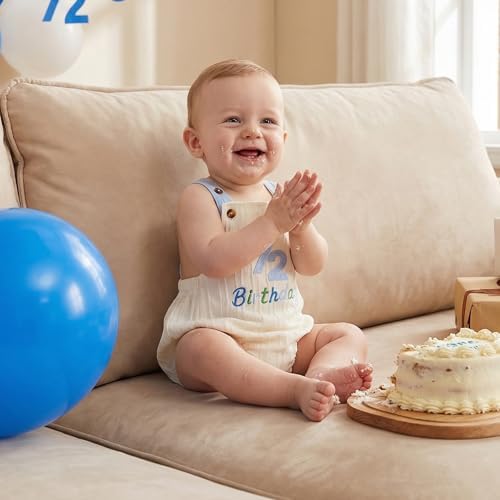 Honganda Baby Boy 1/2 Birthday Outfit Half Way to One Cake Smash Romper - Image 2