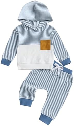 Infant Baby Boy Fall Winter Clothes Outfit Hooded Long Sweatshirt Pant Set by LIOMENGZI