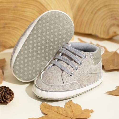 Meckior Toddler Baby Boys Girls High Tops Ankle Sneakers Soft Anti-Slip Sole PU - Image 4