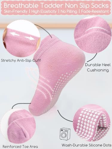 Aroveea Toddler Socks Non Slip Grip Ankle Baby 12 Pack - Image 6