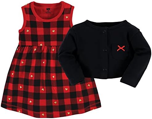 Hudson Baby Infant and Toddler Girls Cotton Dress and Cardigan Set - Image 3