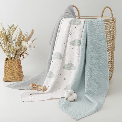 Bearmoss Muslin Swaddle Blankets, 40 x 38 inches Baby Swaddle - Image 5