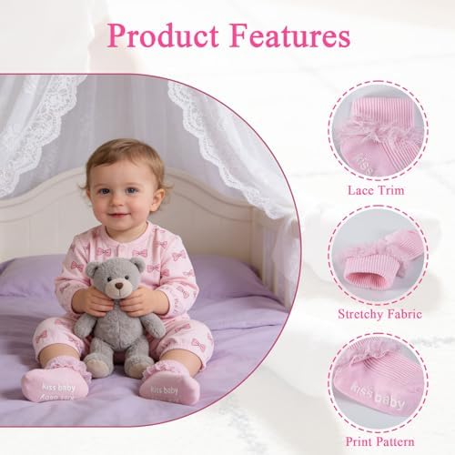 Baby Girl Ruffle Socks with Grips Lace Frilly Ankle Dress Socks - Image 3