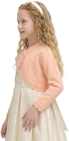 Lilax Little Girls' Knit Long Sleeve Button Closure Bolero Cardigan Shrug - Image 5