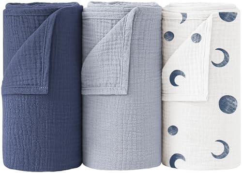 Bearmoss Muslin Swaddle Blankets, 40 x 38 inches Baby Swaddle by Bearmoss
