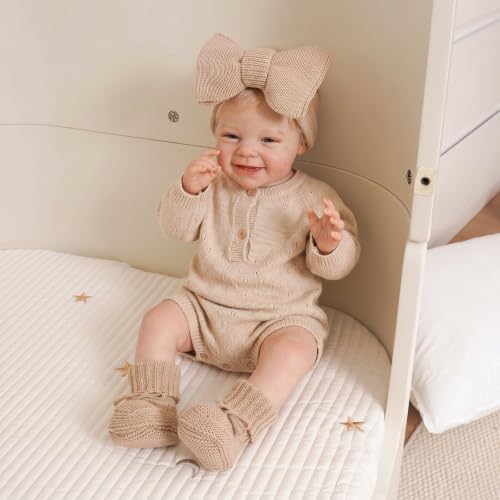 Hadetoto Baby Headband and Booties Set, 100% Organic Cotton - Image 2