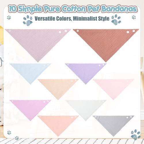 10 Pcs Muslin Cotton Triangle Dog Bandanas Reversible Pet Bibs Scarf Dog Scarves - Image 4