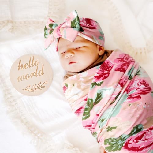 DRESHOW BQUBO Baby Girl Newborn Floral Receiving Blankets - Image 2