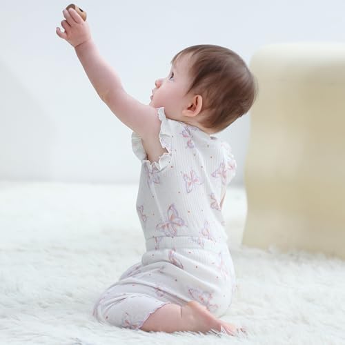 Ruliby Baby Bodysuit and Pant Set Summer Ribbed Mix Match Infant Clothes - Image 3