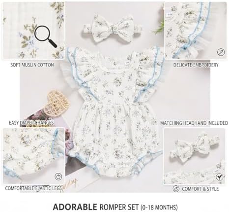 TITKKOP Ruffle Bubble Romper for Baby Girl | One-Piece Shorts Jumpsuit | Summer - Image 6