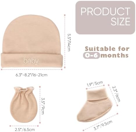 BQUBO Newborn Baby Hat Mittens Socks Set Infant Cotton Beanie Gloves Thick Warm - Image 5
