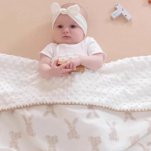 Baby Soft Muslin Thick Blanket Cotton and Dotted Backing Double Layer Receiving - Image 2