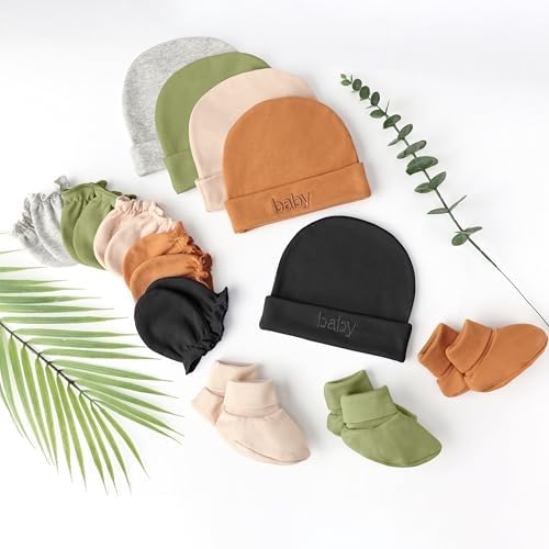 BQUBO Newborn Baby Hat Mittens Socks Set Infant Cotton Beanie Gloves Thick Warm - Image 6