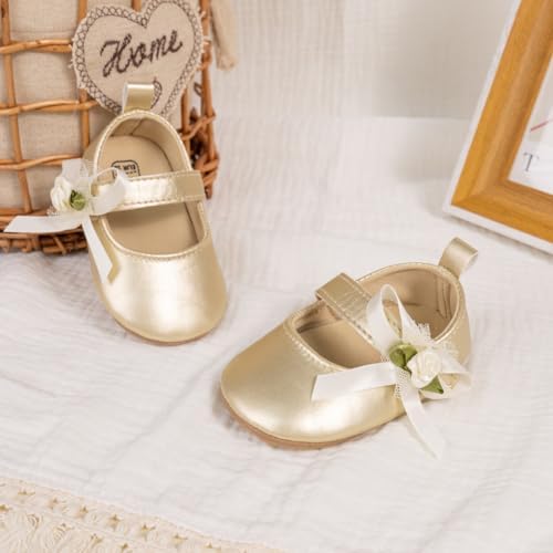 Meckior Infant Baby Girls Soft Sole Bowknot Princess Wedding Dress Mary Jane - Image 4