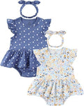 Baby Girls Romper Summer Ruffled Sleeve Bodysuit Dresses Infant Girl Clothes by ZAVBABY