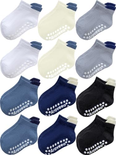 Aroveea Toddler Socks Non Slip Grip Ankle Baby 12 Pack by Aroveea