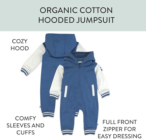 HonestBaby Baby Boys' Hoodie Coverall Team Varsity 100% Organic Cotton - Image 3