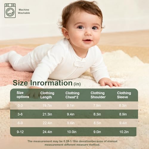 Hikido Baby Romper 100% Organic Cotton Pajamas One Piece Long Sleeve Zipper - Image 7