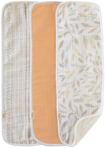 Crane Baby Willow 3-Piece Cotton Burp Cloth Set, 2 Prints, 1 Solid by CraneBaby