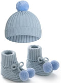 Baby Hats and Booties Set Newborn Knit Pompom Beanie Caps Shoes Winter by WuguguBabyClothes