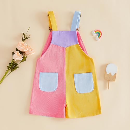 Fernvia Toddler Kids Baby Girl Boy Contrast Color Overalls Shorts Clothes - Image 6