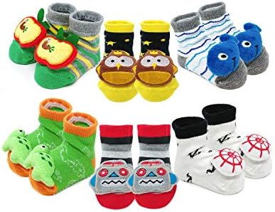 Bowbear Adorable Baby 6 Pair Non-Skid Bootie Socks by Bowbear
