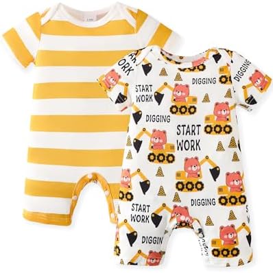 NZRVAWS Newborn Baby Boy Clothes Infant Romper 2-Pack outfit Cute Pattern by NZRVAWS