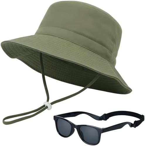 Toddler Baby Sun Hat and Polarized Sunglasses Set by KMOLY