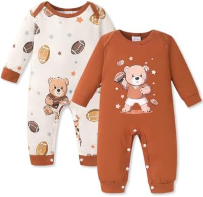 NZRVAWS Newborn Baby Boy Clothes Infant Romper 2-Pack outfit Cute Pattern by NZRVAWS
