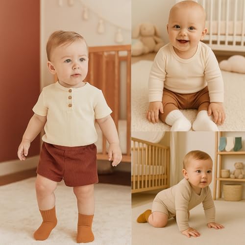 bistyle Baby Grip Ankle Socks 6 Pairs | Newborn Infant Toddlers Sock Organic - Image 2
