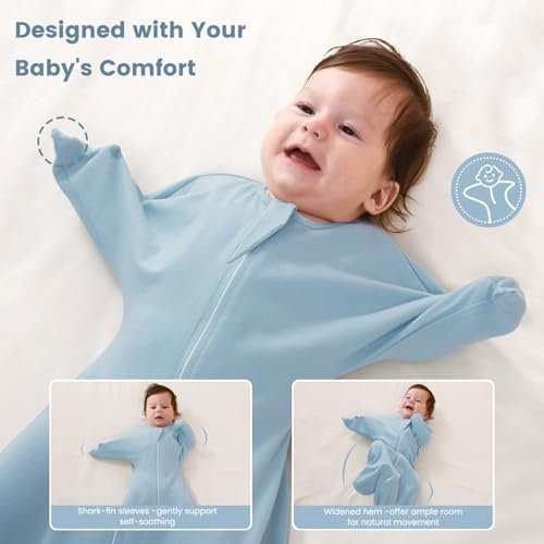 ZIGJOY Swaddle Sleep Sack 6-12 Months, 1.0 Tog Cotton Baby Swaddle Blanket - Image 4