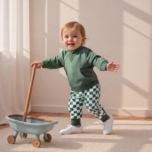 Infant Baby Boy Fall Winter Clothes Outfit Hooded Long Sweatshirt Pant Set - Image 3