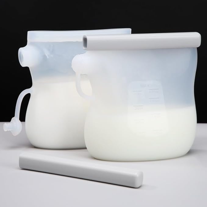Kids Heroes Reusable Breastmilk Storage Bags, BPA-Free Food-Grade Silicone, Double Seal, Transparent, 8oz/240ml, Set of 5