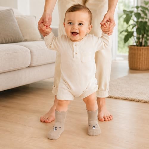 Toddler Grip Socks, 5 Pairs, Cotton Crew - Image 3