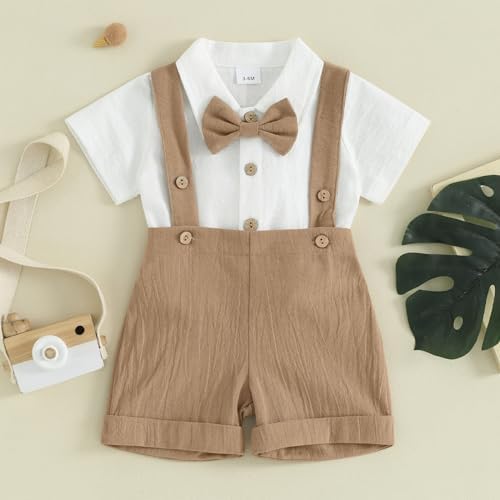 PUHHAPIEY Baby Boy Gentleman Wedding Outfit Dress Romper Suspender Pants | 0 3 - Image 2